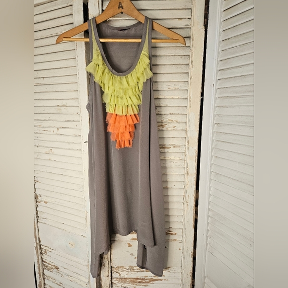 Twelve by Twelve silk tunic top with ruffle neckline M - Picture 1 of 7